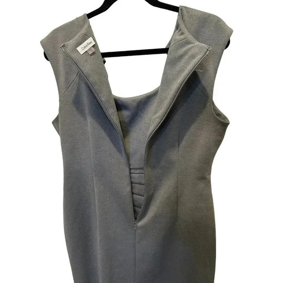 Calvin Klein Women's Grey Pintuck Cap Sleeve Mini Sheath Dress Size Plus 14 - Picture 7 of 9